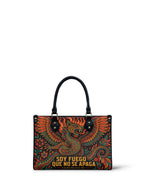 "Soy fuego que no se apaga" ver.1 Small Leather Handbag - front view | Paleta Bags