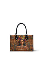 "Soy Fuerte" ver.4 Small Leather Handbag - front view | Paleta Bags