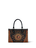 "Me levanto con el sol y llevo el fuego" ver.3 Small Leather Handbag - front view | Paleta Bags