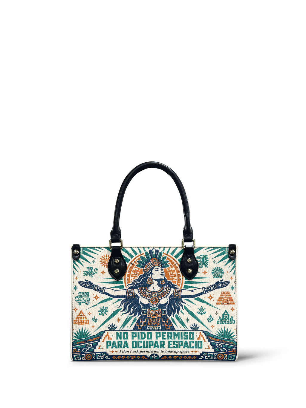 "No pido permiso para ocupar espacio" ver.4 Small Leather Handbag - front view | Paleta Bags