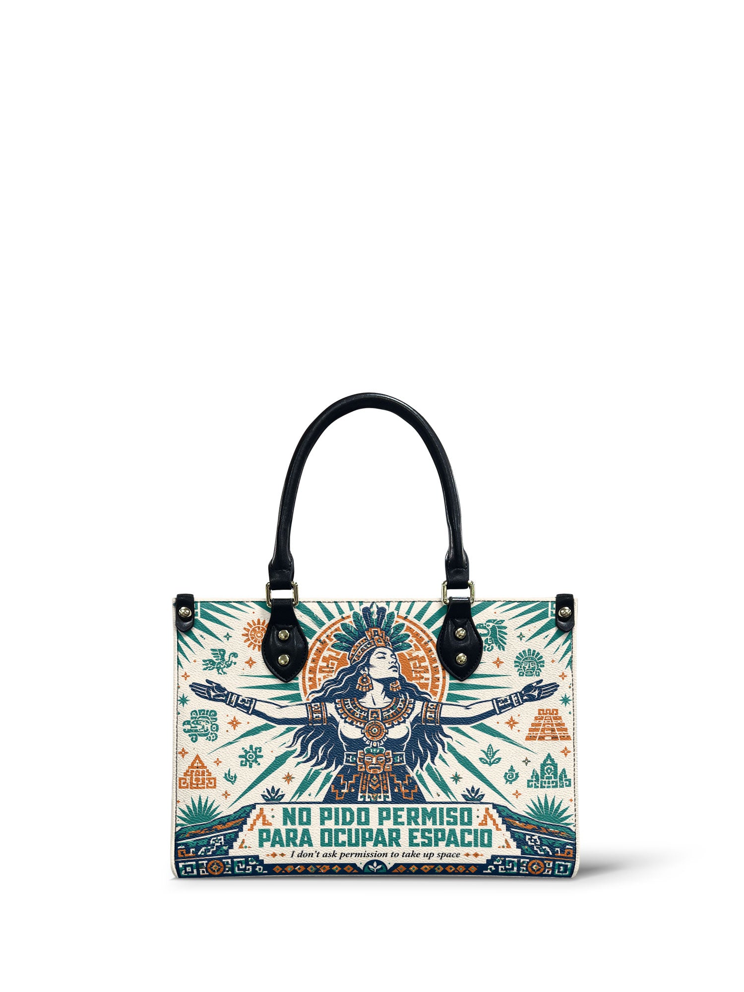 "No pido permiso para ocupar espacio" ver.4 Small Leather Handbag - front view | Paleta Bags