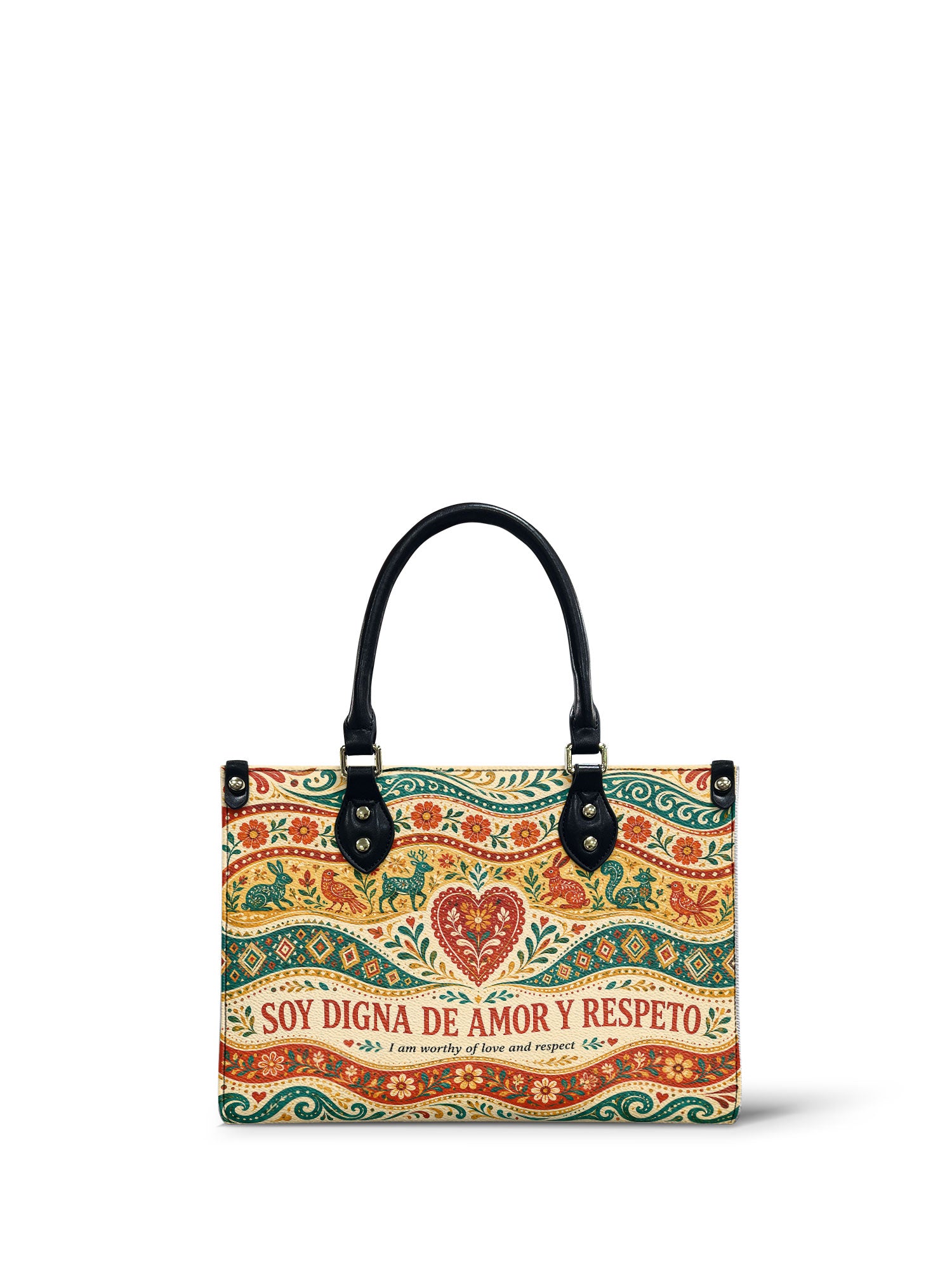 "Otomi Wild Embroidery" ver.1 Small Leather Handbag - front view | Paleta Bags