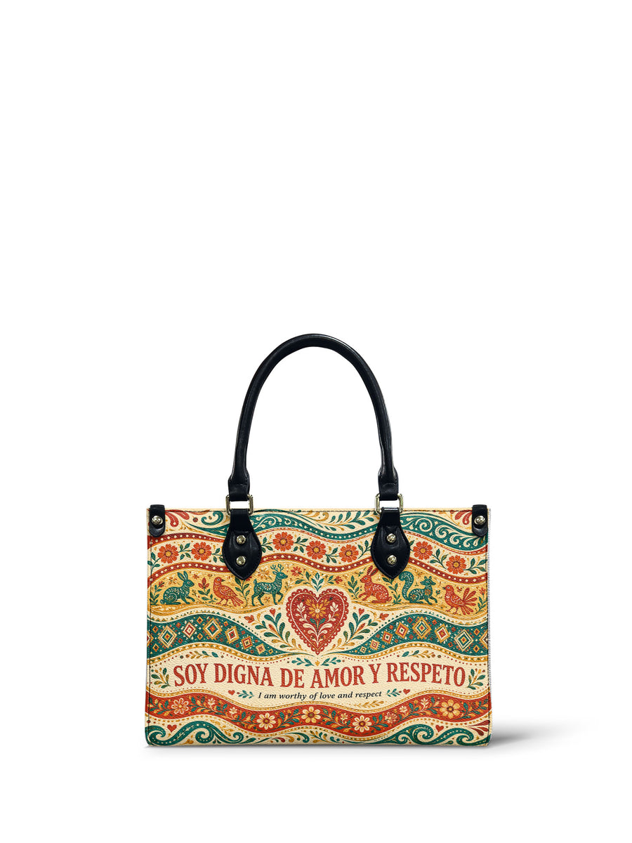 "Soy digna de amor y respeto" ver.1 Small Leather Handbag