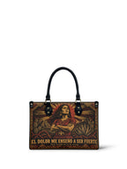 "El dolor me enseñó a ser fuerte" ver.2 Small Leather Handbag - front view | Paleta Bags