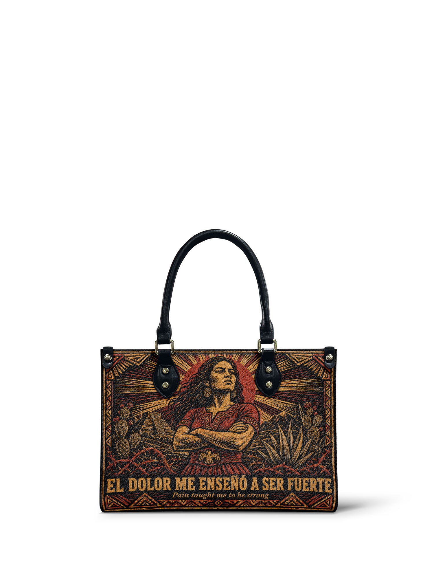 "El dolor me enseñó a ser fuerte" ver.2 Small Leather Handbag - front view | Paleta Bags