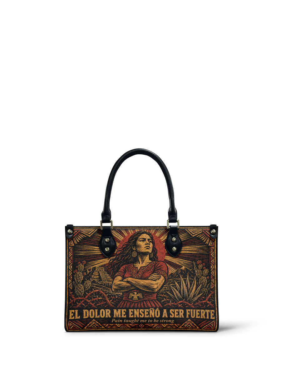 "El dolor me enseñó a ser fuerte" ver.2 Small Leather Handbag
