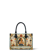 "Mi amor propio es sagrado" ver.1 Small Leather Handbag - front view | Paleta Bags