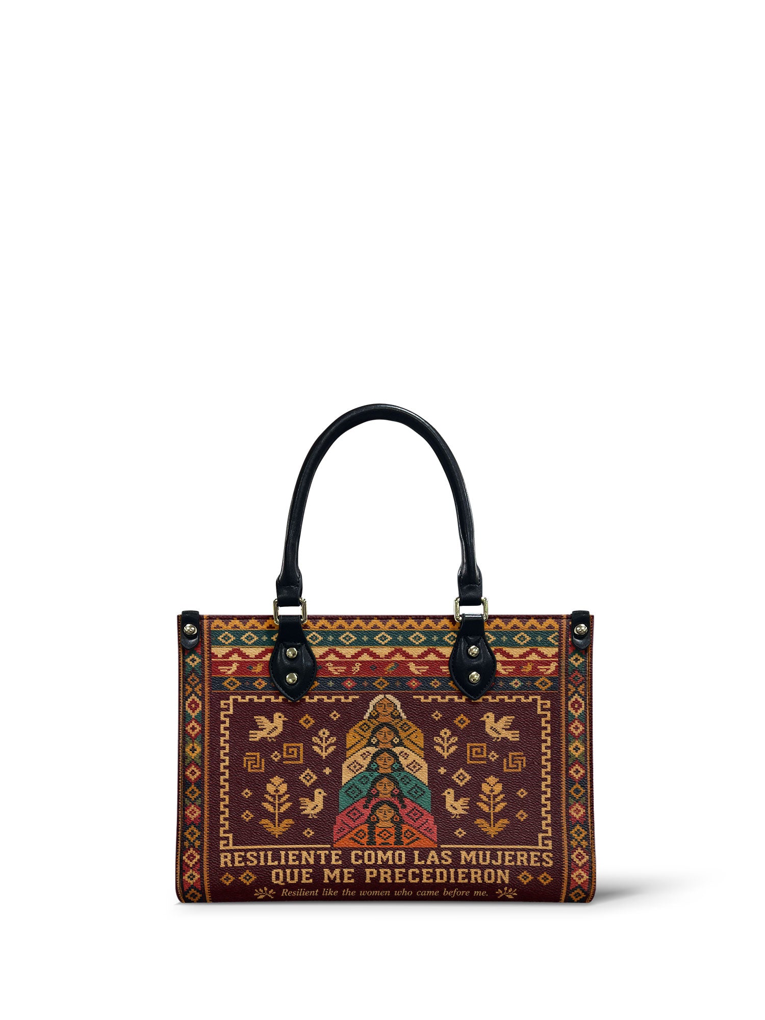 "Resiliente como las mujeres que me precedieron" ver.3 Small Leather Handbag - front view | Paleta Bags