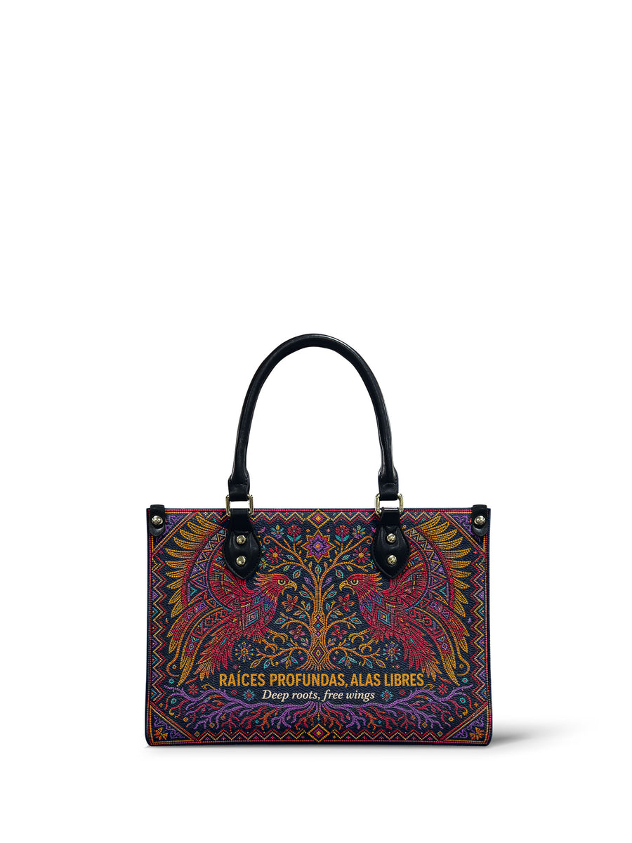 "Raíces profundas, alas libres" ver.1 Small Leather Handbag