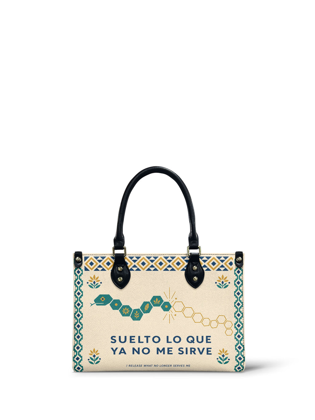 "Suelto lo que ya no me sirve" ver.4 Small Leather Handbag - front view | Paleta Bags