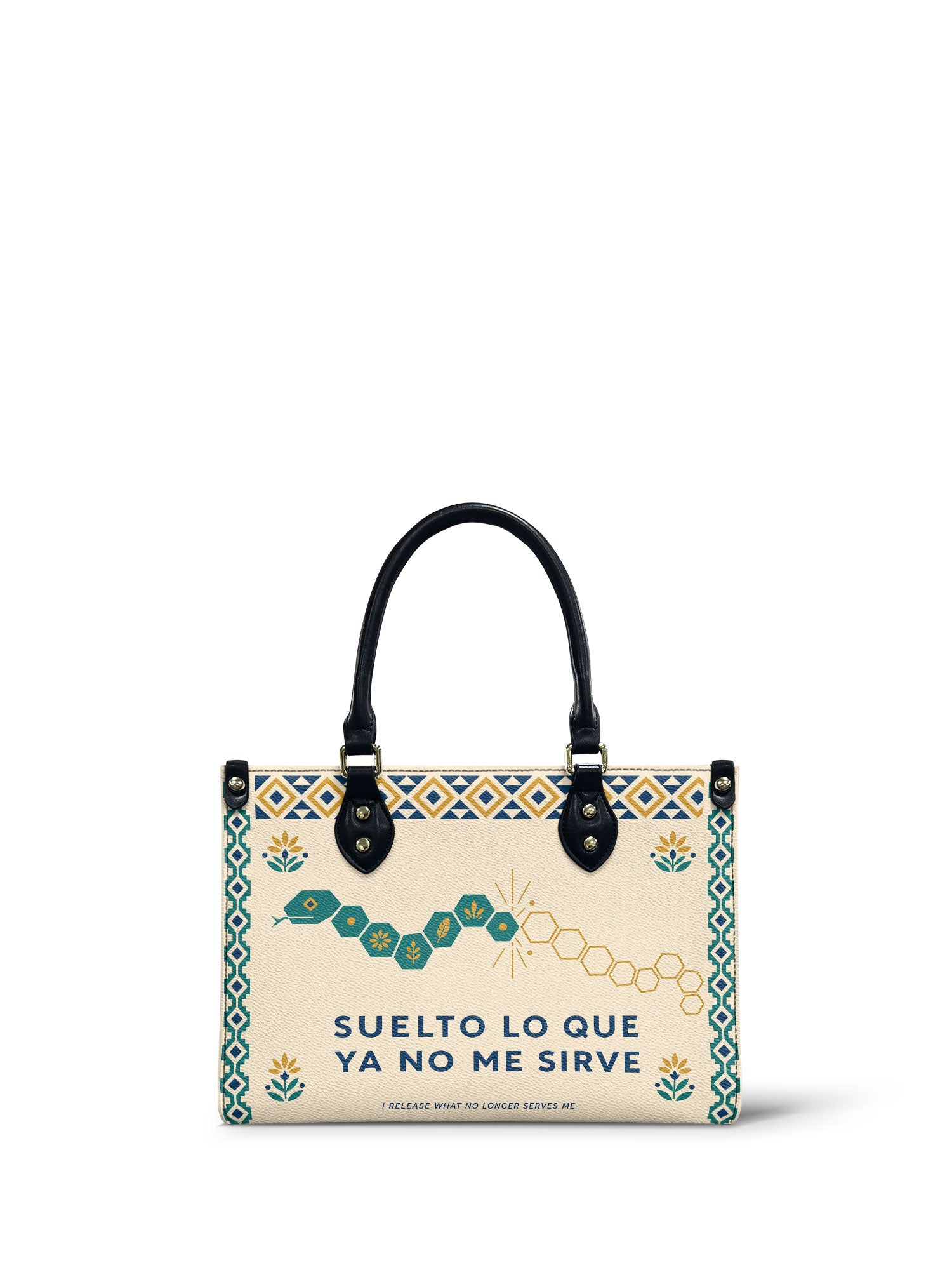 "Suelto lo que ya no me sirve" ver.4 Small Leather Handbag - front view | Paleta Bags