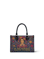 "De mis heridas nacen flores" ver.3 Small Leather Handbag - front view | Paleta Bags