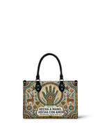 "Hecha a mano, hecha con amor" ver.3 Small Leather Handbag - Paleta Bags front view