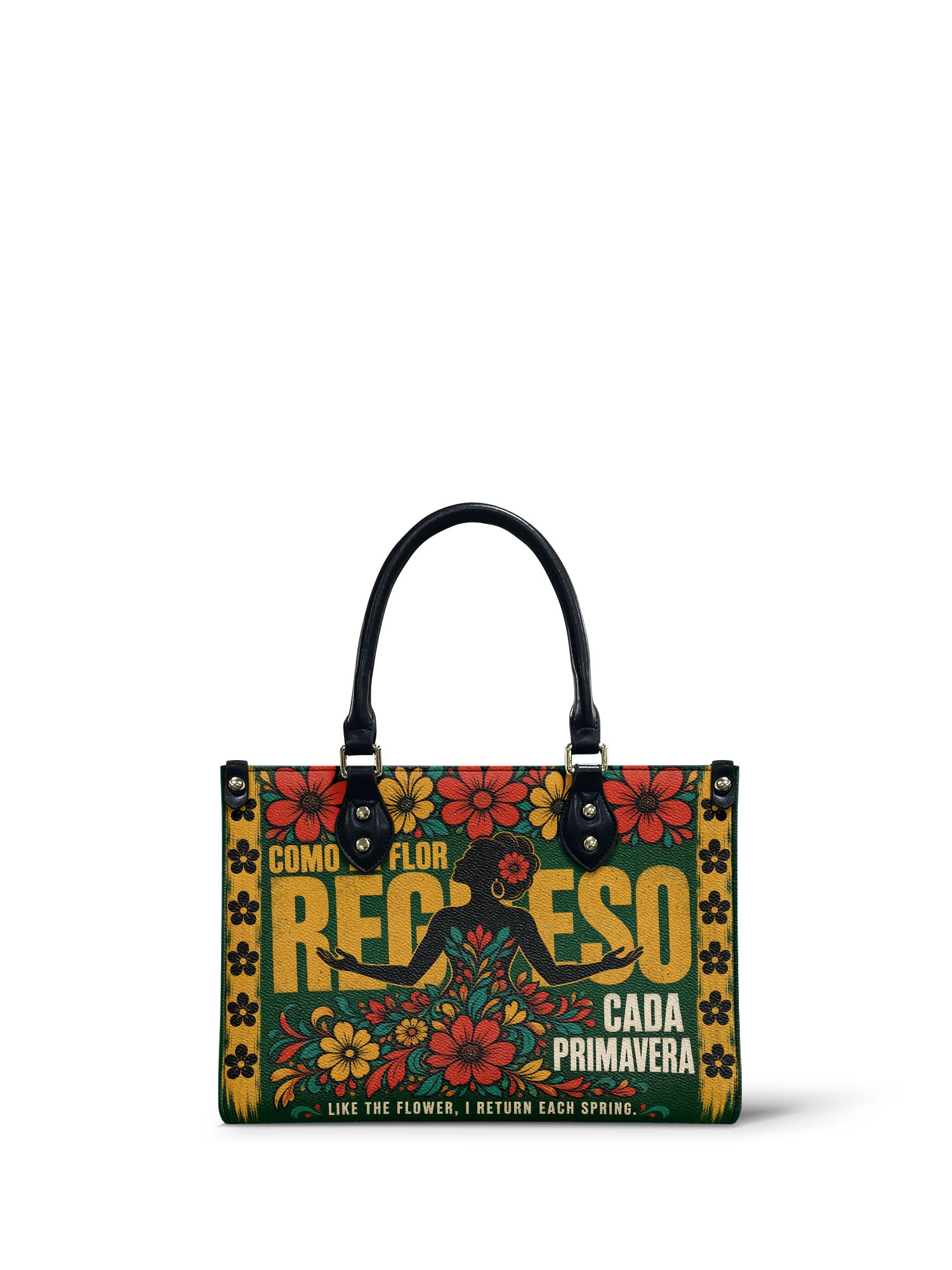 "Como la flor, regreso cada primavera" ver.1 Small Leather Handbag - front view | Paleta Bags
