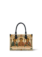 "Llevada por mujeres que inspiran" ver.1 Small Leather Handbag - front view | Paleta Bags