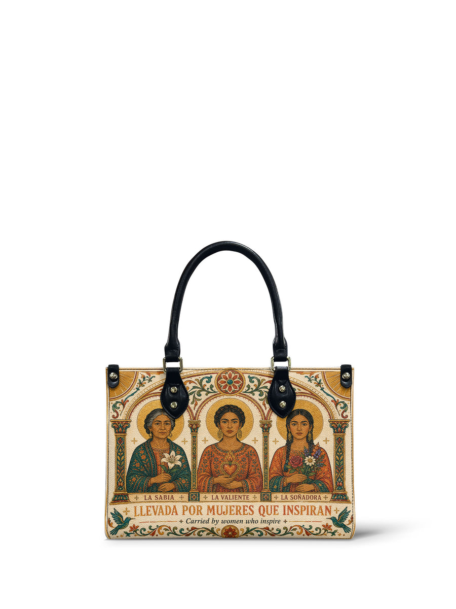 "Llevada por mujeres que inspiran" ver.1 Small Leather Handbag