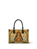 "Mi amor propio es sagrado" ver.2 Small Leather Handbag - front view | Paleta Bags