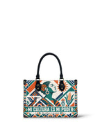 "Mi cultura es mi poder" ver.4 Small Leather Handbag - front view | Paleta Bags