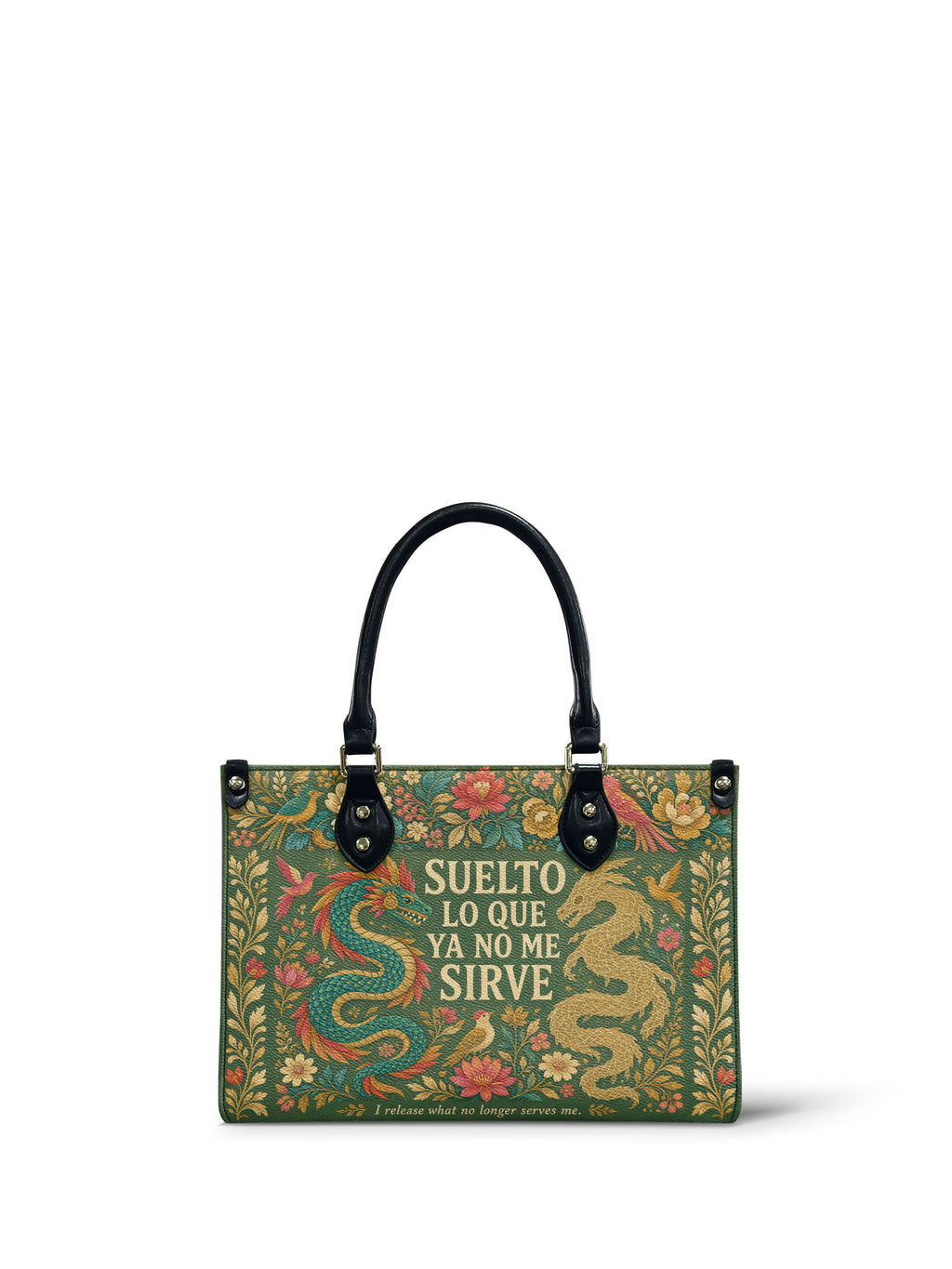 "Suelto lo que ya no me sirve" ver.3 Small Leather Handbag - front view | Paleta Bags