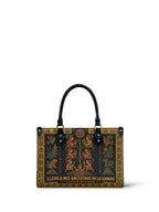 "Llevo a mis ancestros en la sangre" ver.2 Small Leather Handbag - front view | Paleta Bags