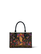 "Me merezco todo lo bueno" ver.1 Small Leather Handbag - front view | Paleta Bags