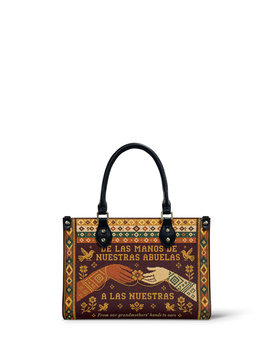 "De las manos de nuestras abuelas a las nuestras" ver.3 Small Leather Handbag