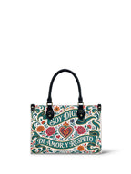 "Otomi Wild Embroidery" ver.3 Small Leather Handbag - front view | Paleta Bags