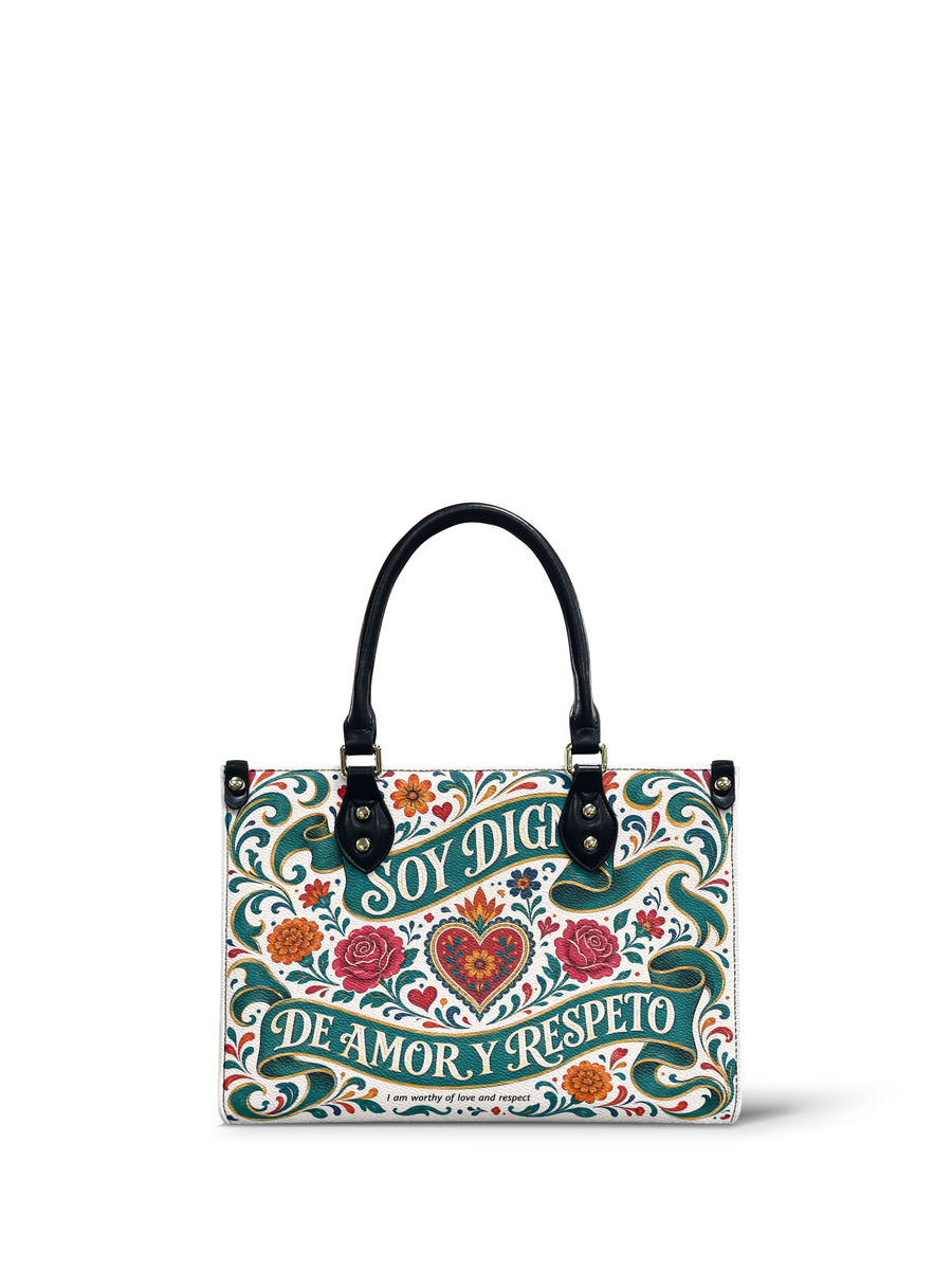 "Soy digna de amor y respeto" ver.3 Small Leather Handbag
