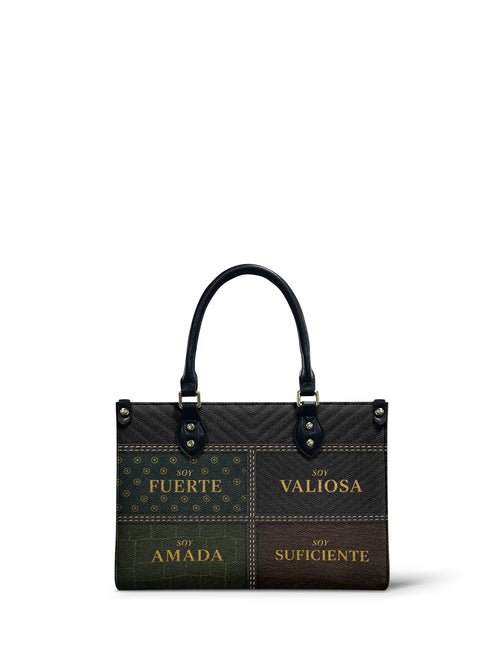 "LAS CUATRO VERDADES" ver.2 Small Leather Handbag - front view | Paleta Bags