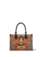 "Soy Fuerte" ver.5 Small Leather Handbag - front view | Paleta Bags