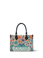 "De mis heridas nacen flores" ver.1 Small Leather Handbag - front view | Paleta Bags