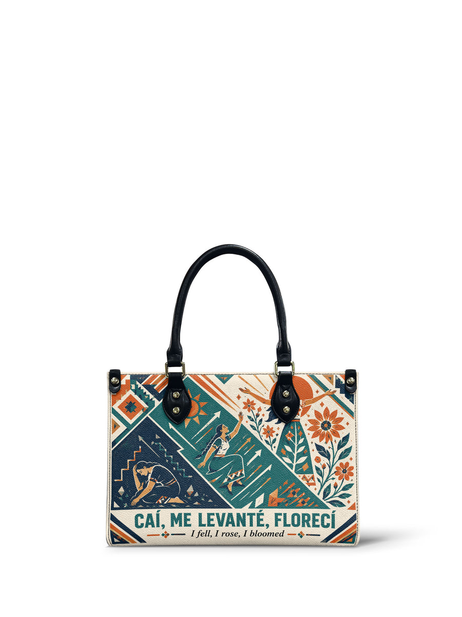 "Caí, me levanté, florecí" ver.3 Small Leather Handbag