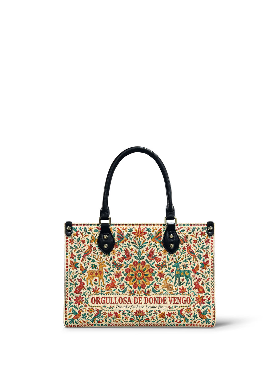 "Orgullosa de donde vengo" ver.2 Small Leather Handbag