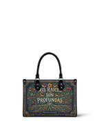 "Mis Raíces son Profundas" ver.4 Small Leather Handbag - front view | Paleta Bags