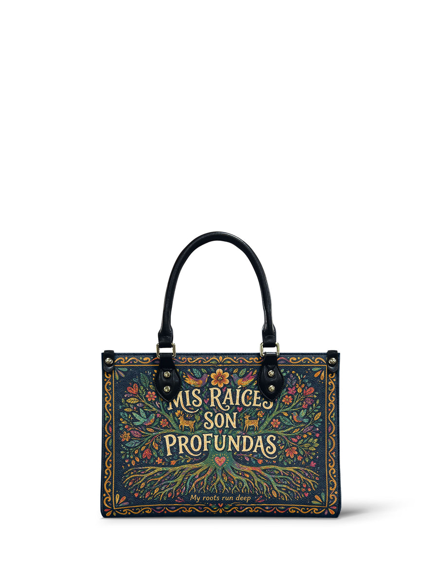 "Mis Raíces son Profundas" ver.4 Small Leather Handbag