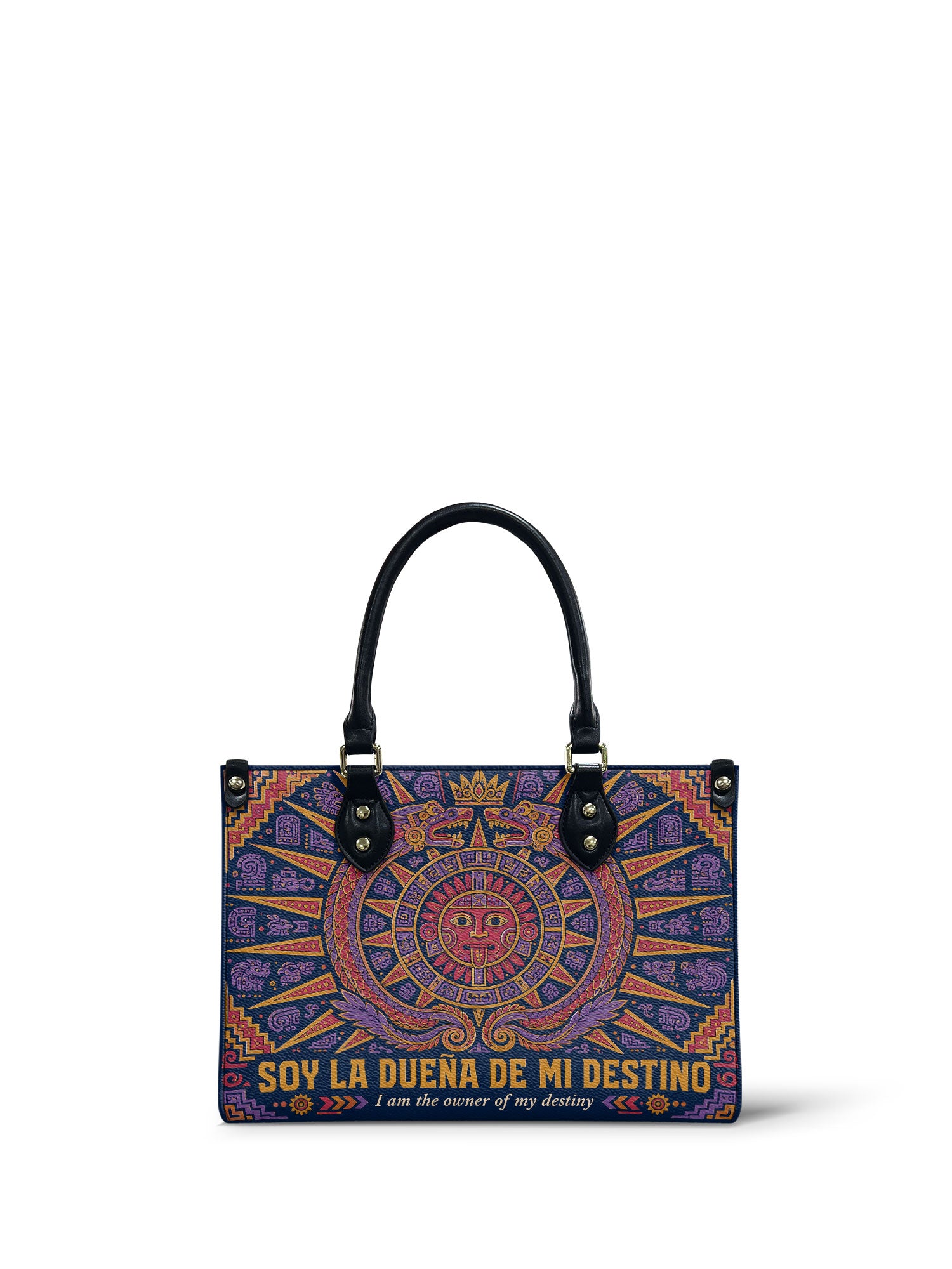 "Soy la dueña de mi destino" ver.1 Small Leather Handbag - front view | Paleta Bags