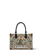 "Me merezco todo lo bueno" ver.5 Small Leather Handbag - front view | Paleta Bags