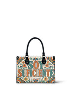 "Soy suficiente, tal y como soy" ver.4 Small Leather Handbag - front view | Paleta Bags