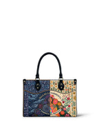 "Ella es la tormenta y también el refugio" ver.1 Small Leather Handbag - front view | Paleta Bags