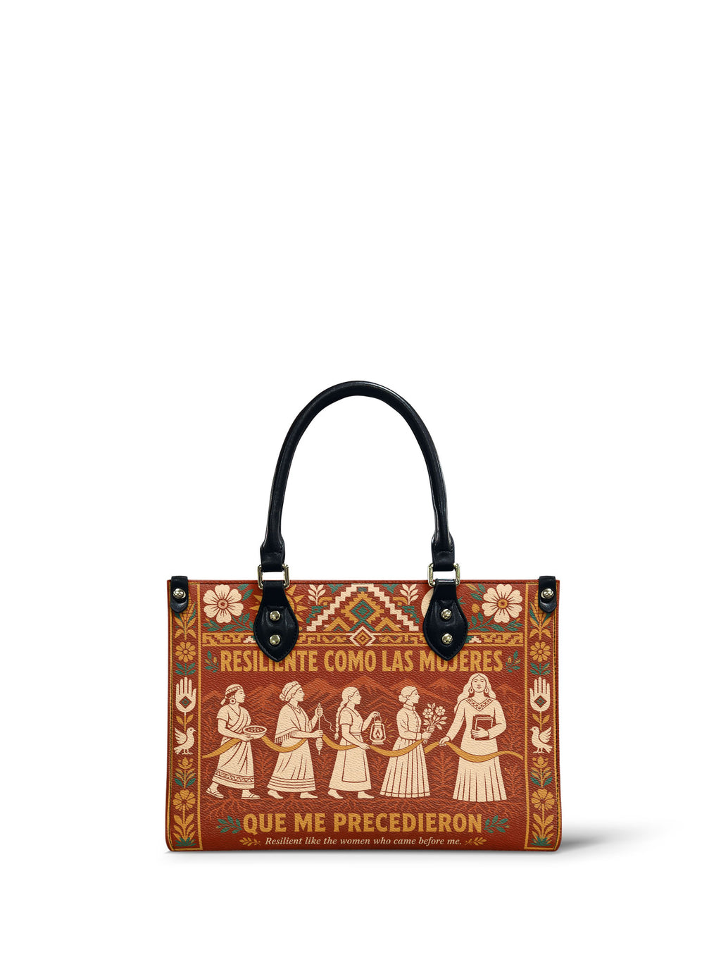 "Resiliente como las mujeres que me precedieron" ver.1 Small Leather Handbag - front view | Paleta Bags