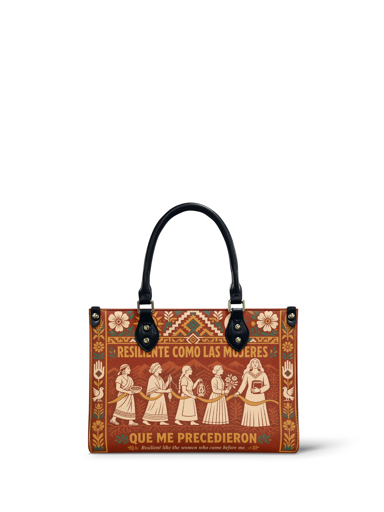 "Resiliente como las mujeres que me precedieron" ver.1 Small Leather Handbag - front view | Paleta Bags
