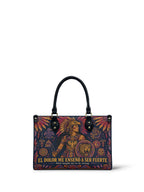 "El dolor me enseñó a ser fuerte" ver.1 Small Leather Handbag - front view | Paleta Bags