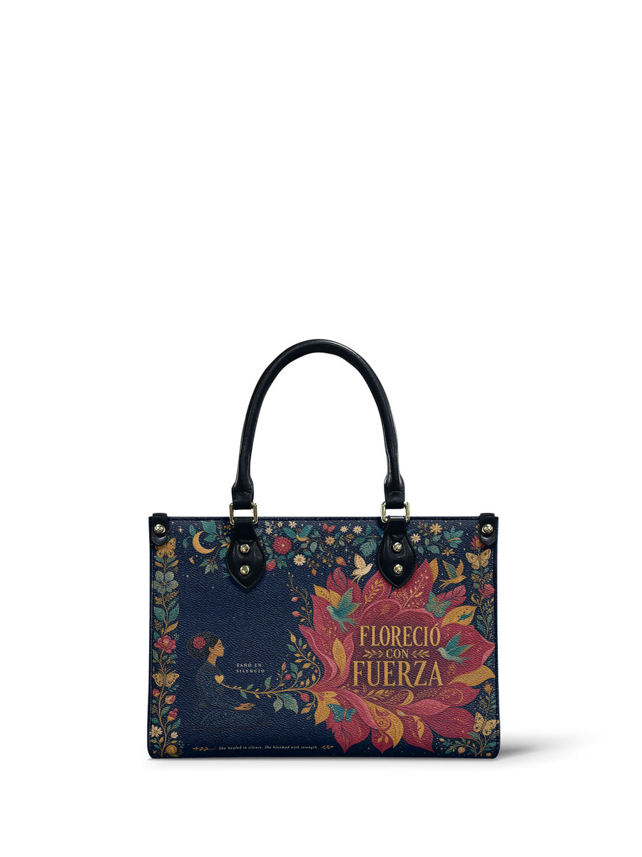 "Sanó en silencio, floreció con fuerza" ver.2 Small Leather Handbag