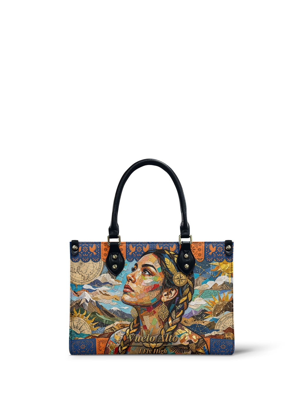 "Vuelo Alto" ver.4 Small Leather Handbag - front view | Paleta Bags