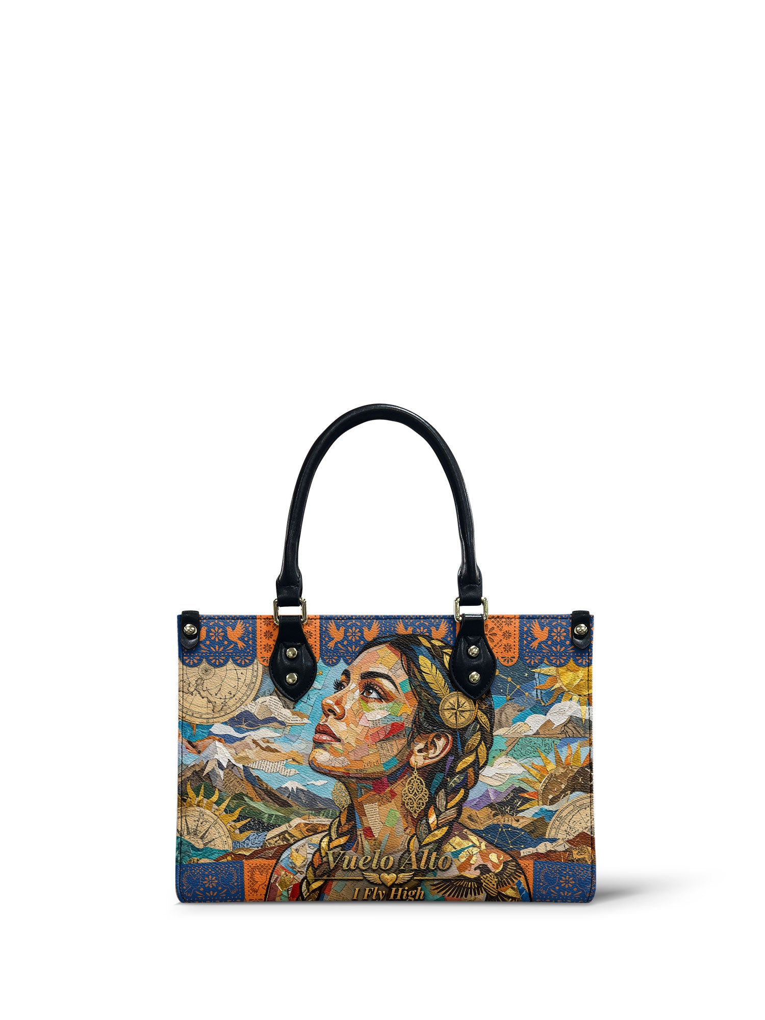 "Vuelo Alto" ver.4 Small Leather Handbag - front view | Paleta Bags