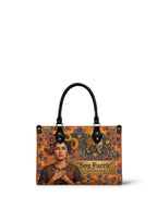 "Soy Fuerte" ver.2 Small Leather Handbag - front view | Paleta Bags