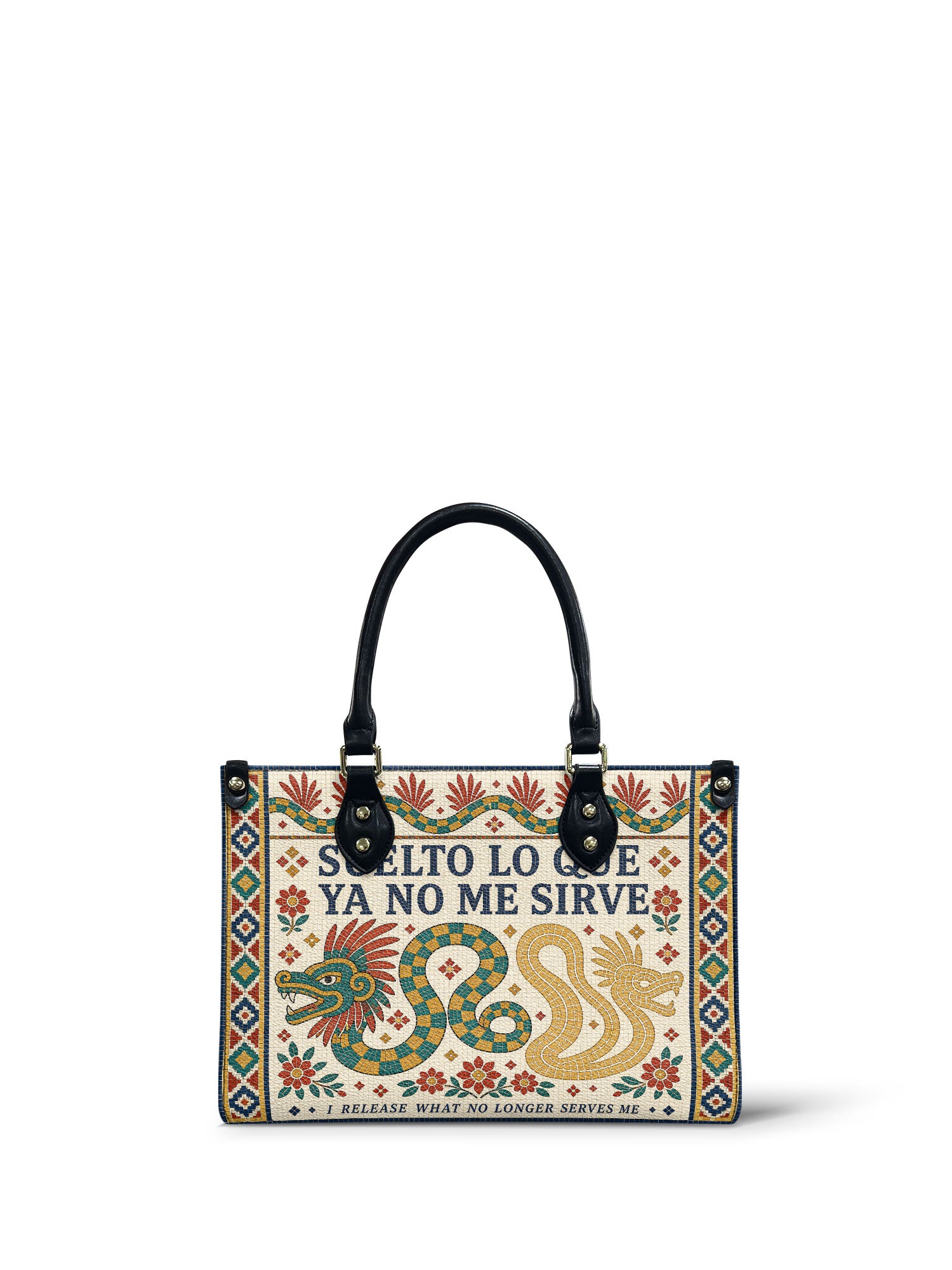 "Suelto lo que ya no me sirve" ver.1 Small Leather Handbag - front view | Paleta Bags