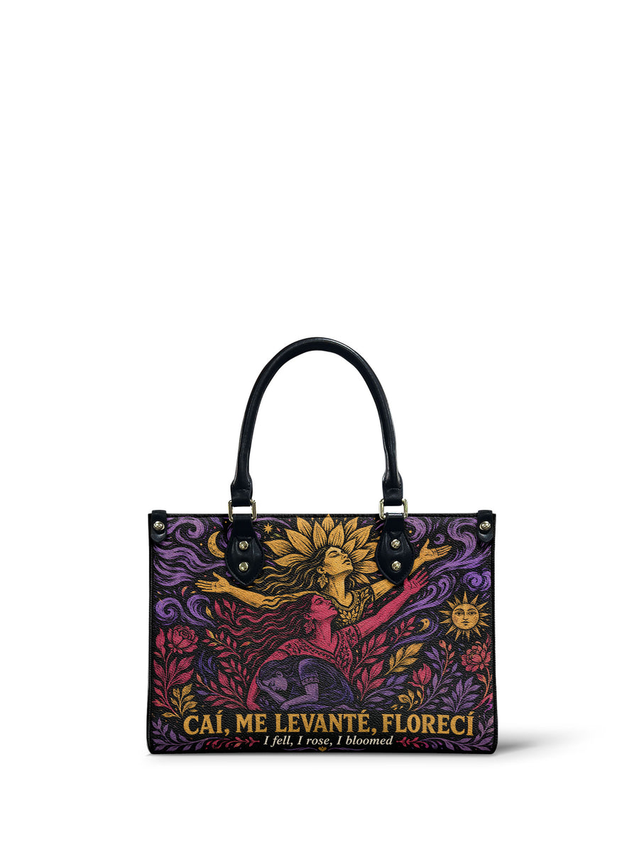 "Caí, me levanté, florecí" ver.4 Small Leather Handbag