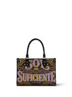 "Soy suficiente, tal y como soy" ver.2 Small Leather Handbag - front view | Paleta Bags