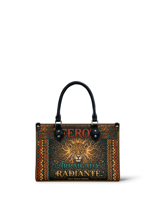 "Feroz. Arraigada. Radiante" ver.6 Small Leather Handbag - front view | Paleta Bags